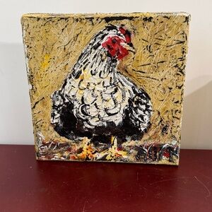 Colorful Chicken Canvas Art 6”x 6”